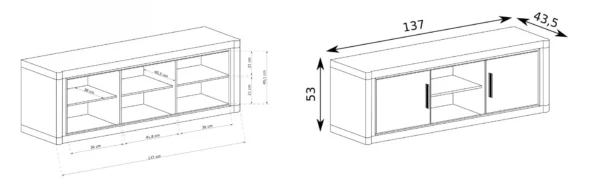 Szafka pod telewizor Dallas D-12 wymiary