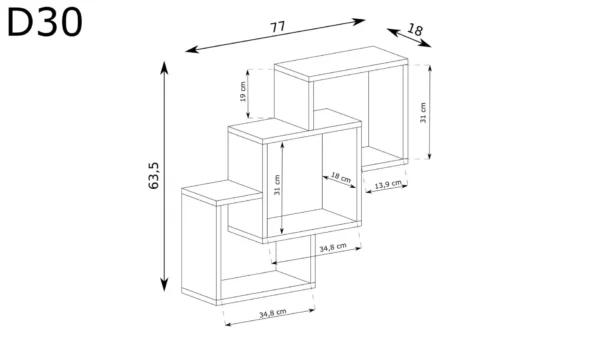Nowoczesna półka Dallas D-30 wymiary