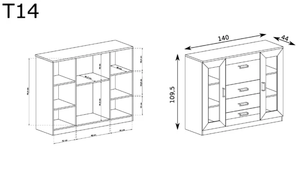 Elegancka komoda z witryną Tadeusz T-14 - obrazek 6