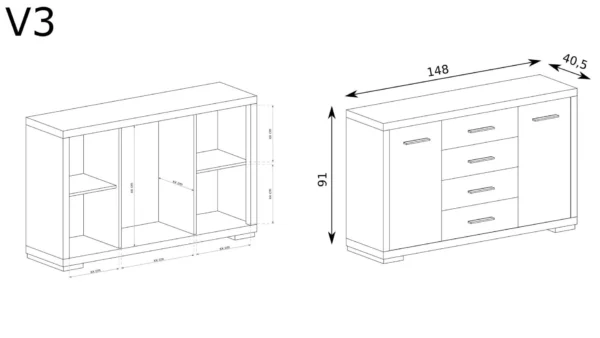 Komoda z szufladami Vegas V-3 - obrazek 5