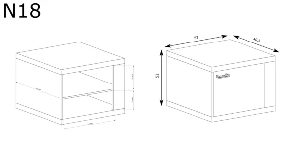 Szafka nocna Natural N-18 - obrazek 2